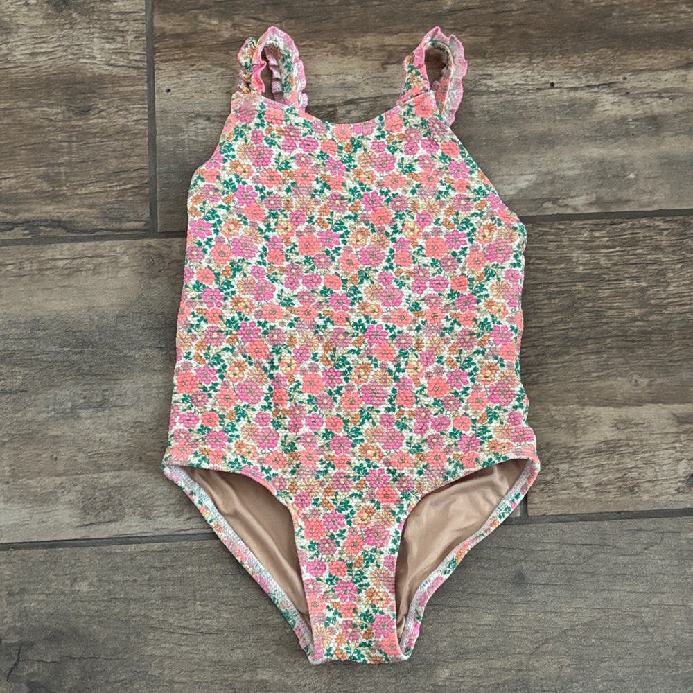 Old Navy Pink Floral Kids Swim One Piece